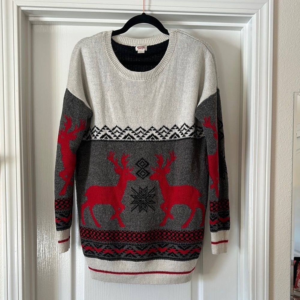 Mossimo Supply Co Red and Gray Crewneck Sweater